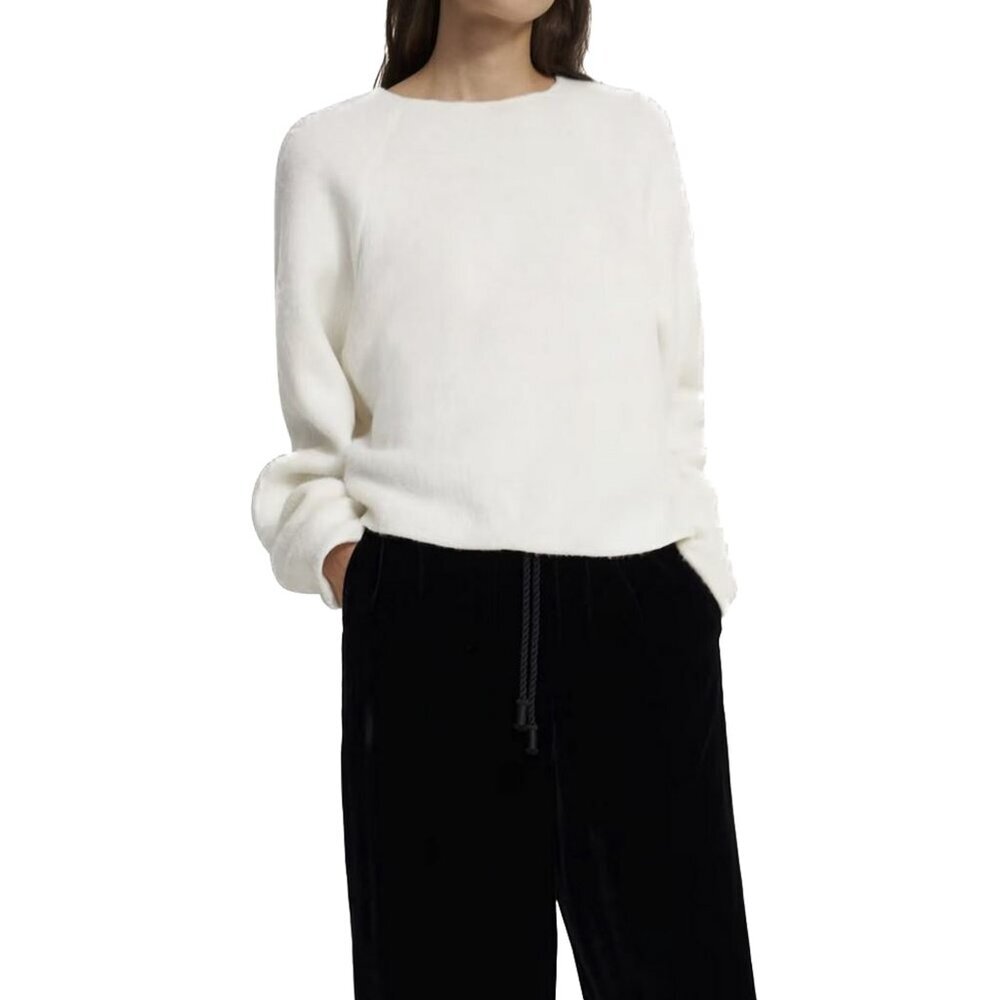 Theory Rounded Wool Top in Faux Fur Jersey Size S